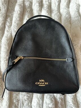 Coach Black Leather Backpack with Gold Hardware leather straps F76624